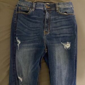 Dark Blue Ripped Blue Jeans